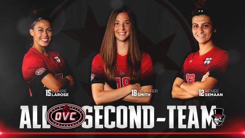 Austin Peay's Claire Larose, Jennifer Smith, and Renee Semaan all earned Second-Team All-Ohio Valley Conference honors. (APSU Sports Information)