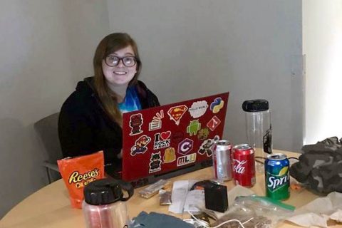 APSU student Robyn Yates worked around the clock during the 36-hour HackGT. APSU student Robyn Yates worked around the clock during the 36-hour HackGT.