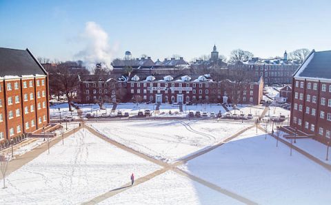 Snow shrouds the Austin Peay State University campus last winter.