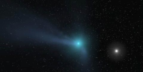 This image portrays a comet as it approaches the inner solar system. Light from the Sun warms the comet's core, or nucleus, an object so small it cannot be seen at this scale. (NASA/JPL-Caltech) This image portrays a comet as it approaches the inner solar system. Light from the Sun warms the comet's core, or nucleus, an object so small it cannot be seen at this scale. (NASA/JPL-Caltech)