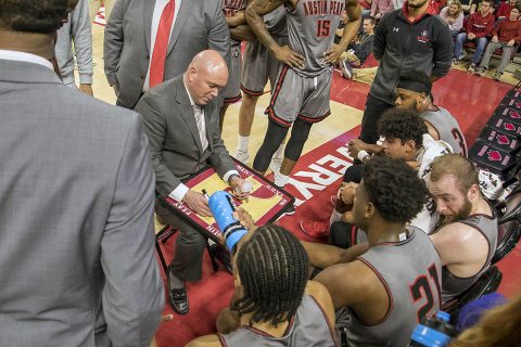 Austin Peay Men's Basketball goes toe to toe with Arkansas Friday night at Bud Walton Arena. (APSU Sports Information)