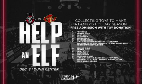 Help-An-Elf toy drive will be at this Saturday Austin Peay Men's Basketball game against Calvary at the Dunn Center. (APSU Sports Information)