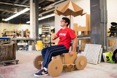 Austin Peay State University art student Jeremy Vega created this fully functioning and mobile chair for an assignment in Foundations Studio II.