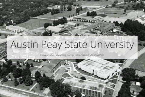 APSU student Rachael Perkins uses old photos to create a story map about Austin Peay State University.