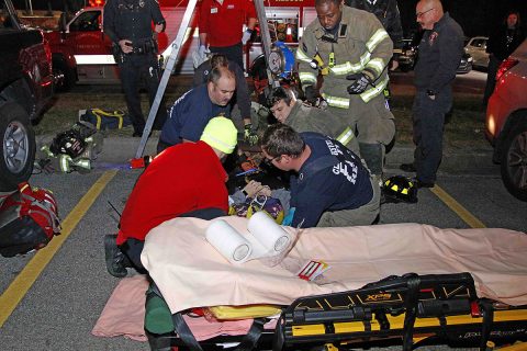 Clarksville Emergency Responders were able to rescue a woman and her baby from a storm grate they had fallen through at Rossview High School on December 6th, 2018. (Jim Knoll, CPD)