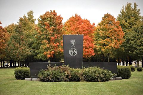 A grove of 256 Canadian Sugar Maple trees at the Gander Memorial on Fort Campbell, Kentucky. The 256 trees represent 248 101st Airborne Division Soldiers and eight civilians, who were killed in a 1985 airplane accident in Gander, Newfoundland. The trees, donated by Canadian citizens, have grown too close together and a new memorial is being constructed on Fort Campbell. (U.S. Army photos by Maj. Kevin Andersen)