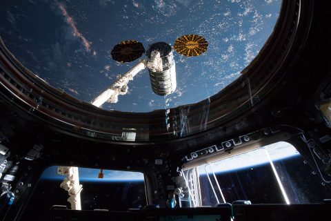 The International Space Station, shown here in 2018, is home to many scientific experiments, including NASA's Cold Atom Laboratory. (NASA)