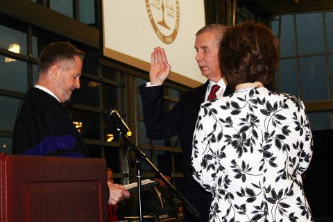 City of Clarksville's new mayor Joe Pitts was sworn in Wednesday.