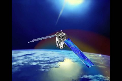 The Sounding of the Atmosphere using Broadband Emission Radiometry, or SABER, instrument on the Thermosphere, Ionosphere, Mesosphere Energetics and Dynamics, or TIMED, satellite looks at the interaction between the Sun and Earth's upper atmosphere. (NASA/JHU/APL)