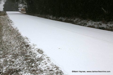 Snow covered roads in Clarksville-Montgomery County.