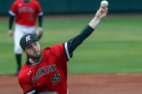 Austin Peay Baseball starting pitcher Josh Rye allowed three runs in five plus innings of work in loss to Kentucky, Sunday. (Robert Smith, APSU Sports Information)