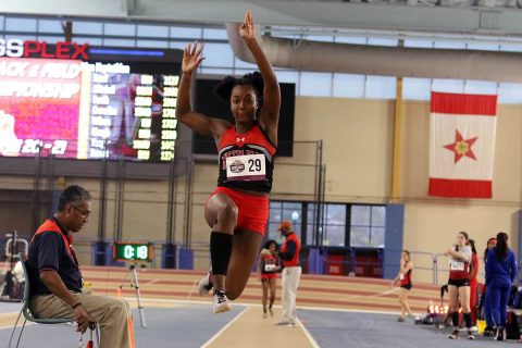 Austin Peay Track and Field sophomore Lennex Walker comes places sixth in the long jump. (APSU Sports Information)