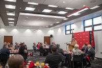 APSU President Alisa Whtie addresses the attendees at last Friday’s meeting.