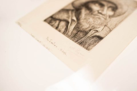 This piece is signed by “A. Legros” and includes the title, “The Sailor,” and a note that it’s one of 10 imprints. This piece is signed by “A. Legros” and includes the title, “The Sailor,” and a note that it’s one of 10 imprints.
