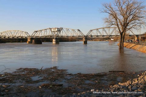 The Cumberland River at the R.J. Corman Railroad Bridge in Clarksville.