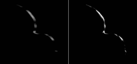 New Horizons took this image of the Kuiper Belt object 2014 MU69 (nicknamed Ultima Thule) on Jan. 1, 2019, when the NASA spacecraft was 5,494 miles (8,862 kilometers) beyond it. Mission scientists have been able to process the image, removing the motion blur to produce a sharper, brighter view of Ultima Thule’s thin crescent. (NASA/Johns Hopkins Applied Physics Laboratory/Southwest Research Institute/National Optical Astronomy Observatory)