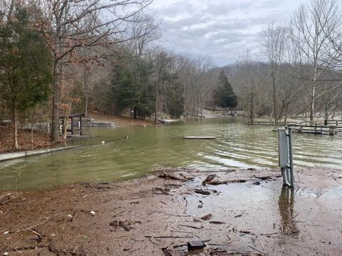 Water levels are high at Fishing Creek Recreation Area at Lake Cumberland, KY, February 19th, 2019. The U.S. Army Corps of Engineers Nashville District closed this area to the public. (Ashley Webster, USACE) 