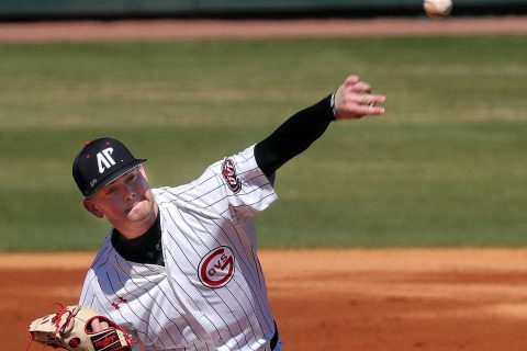 Austin Peay pitcher Jacques Pucheu strikes out a career high 12 batters in home win over Tennessee Tech, Saturday. (APSU Sports Information)