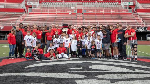 Austin Peay Football held Operation Teammate for 20 Fort Campbell children of military parents at Fortera Stadium, Saturday. (APSU Sports Information)