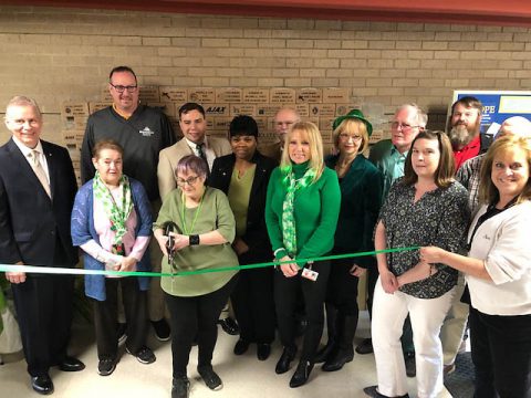 (L to R) Clarksville Mayor Joe Pitts, Jayne Johnson, Doug Jones, Audrey Field, Councilman Travis Holleman, Councilwoman Wanda Smith, Janet Holleman, Councilman Ron Erb, Anita Atchley, Robert Thompson, Carlye Sommers, Gene Fish, David Graham, Rose Melton.