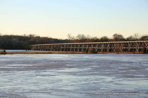 The Cumberland River overflowing onto the farm land across from Riverside Drive in Clarksville.