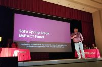 John Mark Adkins speaks at the Spring Break Distracted Driving IMPACT Panel.