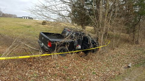 Dodge Ram that was wrecked on McAdoo Creek.