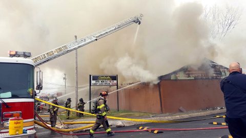 Clarksville Police and Clarksville Fire Rescue respond to a fire at Clarksville Gun & Archery Shooting Range. (Officer Crosby, CPD)