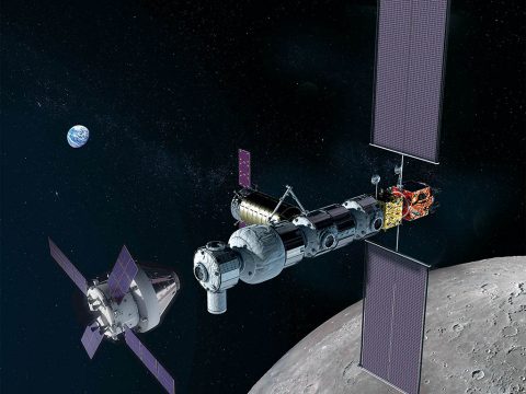 In this illustration, NASA's Orion spacecraft approaches the Gateway in lunar orbit. (NASA)