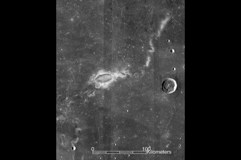 Research using data from NASA's ARTEMIS mission suggests that lunar swirls, like the Reiner Gamma lunar swirl imaged here by NASA's Lunar Reconnaissance Orbiter, could be the result of solar wind interactions with the Moon's isolated pockets of magnetic field. (NASA LRO WAC science team) Research using data from NASA's ARTEMIS mission suggests that lunar swirls, like the Reiner Gamma lunar swirl imaged here by NASA's Lunar Reconnaissance Orbiter, could be the result of solar wind interactions with the Moon's isolated pockets of magnetic field. (NASA LRO WAC science team)