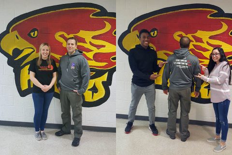 Rossview High School Teacher Ms Hannah Brooks and Clarksville Police Sgt Rodney Lifsey in left photo. Strati Young, Sgt Rodney Lifsey, and Lorren Bonney in the right photo. 