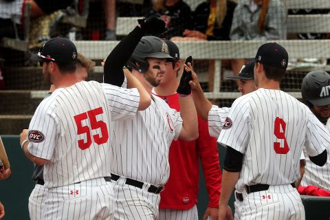 Austin Peay Baseball Junior Parker Phillips went 2 for 3 against SIU Edwardsville with two home runs, two walks and four RBIs. (APSU Sports Information)