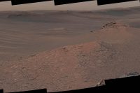 The Mast Camera (Mastcam) on NASA’s Curiosity Mars rover captured this mosaic as it explored the clay-bearing unit on February 3rd, 2019 (Sol 2309). This landscape includes the rocky landmark nicknamed “Knockfarril Hill” (center right) and the edge of Vera Rubin Ridge, which runs along the top of the scene. (NASA/JPL-Caltech/MSSS)