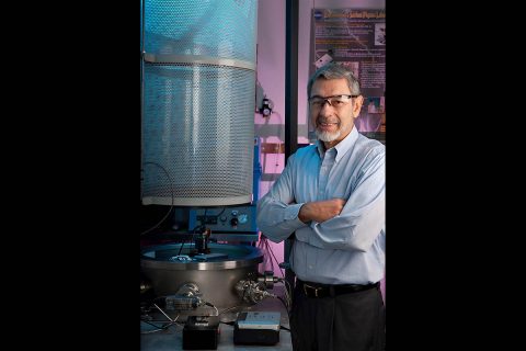 Dr. Carlos Calle has worked on the Electrostatic Dust Shield (EDS) for 15 years. He leads a team of about eight researchers striving to perfect the technology that uses dynamic electric fields to remove dust from surfaces. Calle is hopeful that the EDS will play a major role in NASA’s plans to send humans back to the Moon and on to Mars. (NASA)