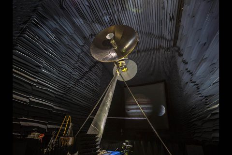 A full-scale prototype of the high-gain antenna on NASA's Europa Clipper spacecraft is undergoing testing in the Experimental Test Range at NASA's Langley Research Center in Hampton, Virginia. (NASA/Langley) A full-scale prototype of the high-gain antenna on NASA's Europa Clipper spacecraft is undergoing testing in the Experimental Test Range at NASA's Langley Research Center in Hampton, Virginia. (NASA/Langley)