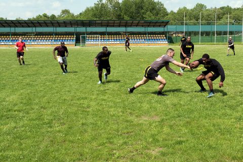 Yavoriv, Ukraine – Soldiers of Task Force Carentan, 2nd Brigade Combat Team, 101st Airborne Division (Air Assault) observed Memorial Day at the Joint Multinational Training Group – Ukraine here, May 27th, 2019. (1st Lt. William Trout) 