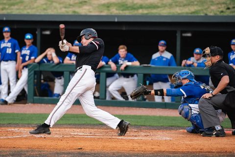 Austin Peay Baseball unable to stop Jacksonville State late in 8-4 loss Friday in OVC Tournament play. (APSU Sports Information)