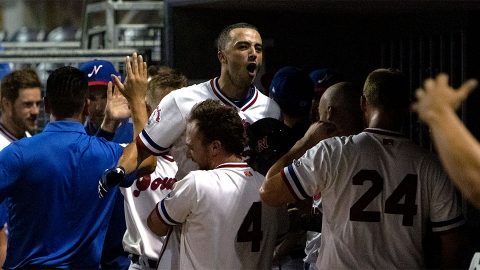 Zach Granite's Late Grand Slam Breaks Tie to Give Nashville Sounds the Win over Memphis Redbirds Thursday night. (Nashville Sounds)