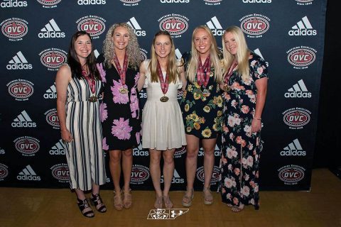 Austin Peay Softball's (L to R) Carly Mattson, Morgan Rackel, Kacy Acree, Lexi Osowski and Danielle Liermann earn All-OVC honors. (APSU Sports Information)