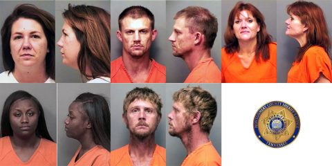 (Top L to R) Katie Lee Schroeder, Jamie Lee Drenth, Liana Lynn Allen, (Bot L to R) Stephanie Nicole Howard, and Adam Wayne Felts are wanted by the Montgomery County Sheriff's Office.