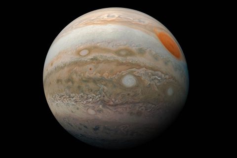 This striking view of Jupiter's Great Red Spot and turbulent southern hemisphere was captured by NASA's Juno spacecraft as it performed a close pass of the gas giant planet. (NASA/JPL-Caltech/SwRI/MSSS/Kevin M. Gill)