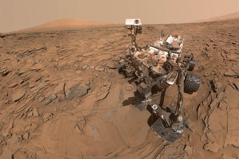 This is an image of a May 11th, 2016, selfie of NASA's Curiosity Mars rover at a drilled sample site called "Okoruso." (NASA/JPL-Caltech/MSSS)