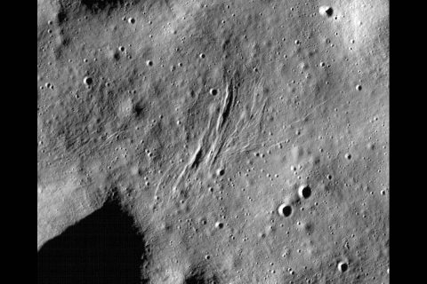 These graben - a kind of trench that is formed as a surface expands - were imaged near a region of the Moon called Mare Frigoris by NASA's Lunar Reconnaissance Orbiter (LRO). (NASA)