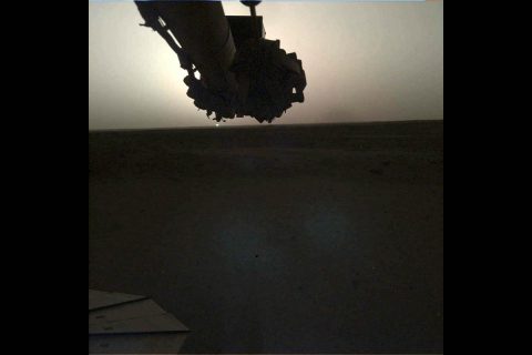 NASA's InSight lander used its Instrument Deployment Camera (IDC) on the spacecraft's robotic arm to image this sunrise on Mars on April 24, 2019, the 145th Martian day (or sol) of the mission. This was taken around 5:30am Mars local time. (NASA/JPL-Caltech)