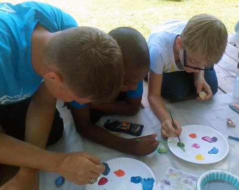 Painting is a favorite activity during Day Camps at Brandon Hill Garden