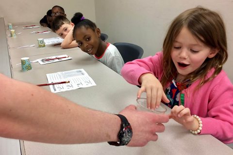 Dr. Karen Meisch, interim dean of Austin Peay State University’s College of STEM showed Sango Elementary School Students the wonder of science. (APSU)