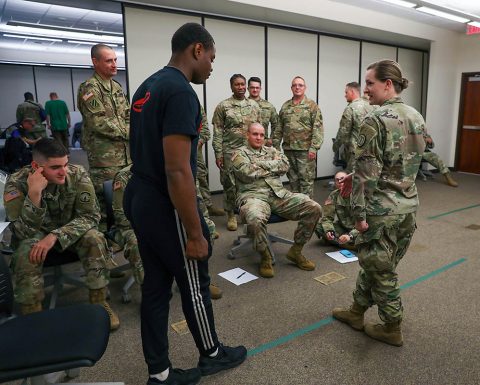 Soldiers of the 152nd Military Police Company, 203rd Military Battalion, Alabama National Guard, participate in Standard Field Sobriety Test training held by the 716th Military Police Battalion, 101st Sustainment Brigade, 101st Airborne Division (Air Assault), on Fort Campbell, Ky., June 19, 2019. (Staff Sergeant Caitlyn Byrne, 101st Sustainment Brigade) 