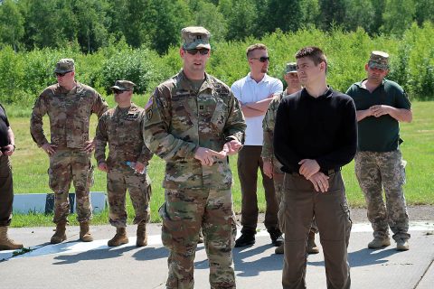 Leaders of Task Force Carentan, 2nd Brigade Combat Team, 101st Airborne Division (Air Assault) conducted a joint scenario demonstration of air assault operations with international counterparts here, June 20th. (1st Lt. William Trout) 