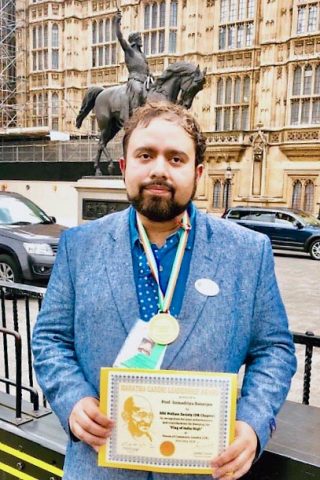 Dr. Somaditya Banerjee won the Mahatma Gandhi Leadership Award on May 20th in London, England. (APSU)