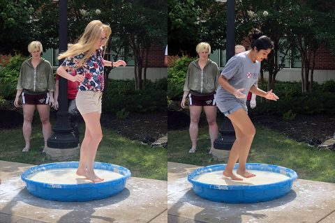 Students at the Governor’s School for Computational Physics learned what it’s like to walk on water this week -- oobleck, that is -- at Austin Peay State University. (Karen Meisch, APSU)